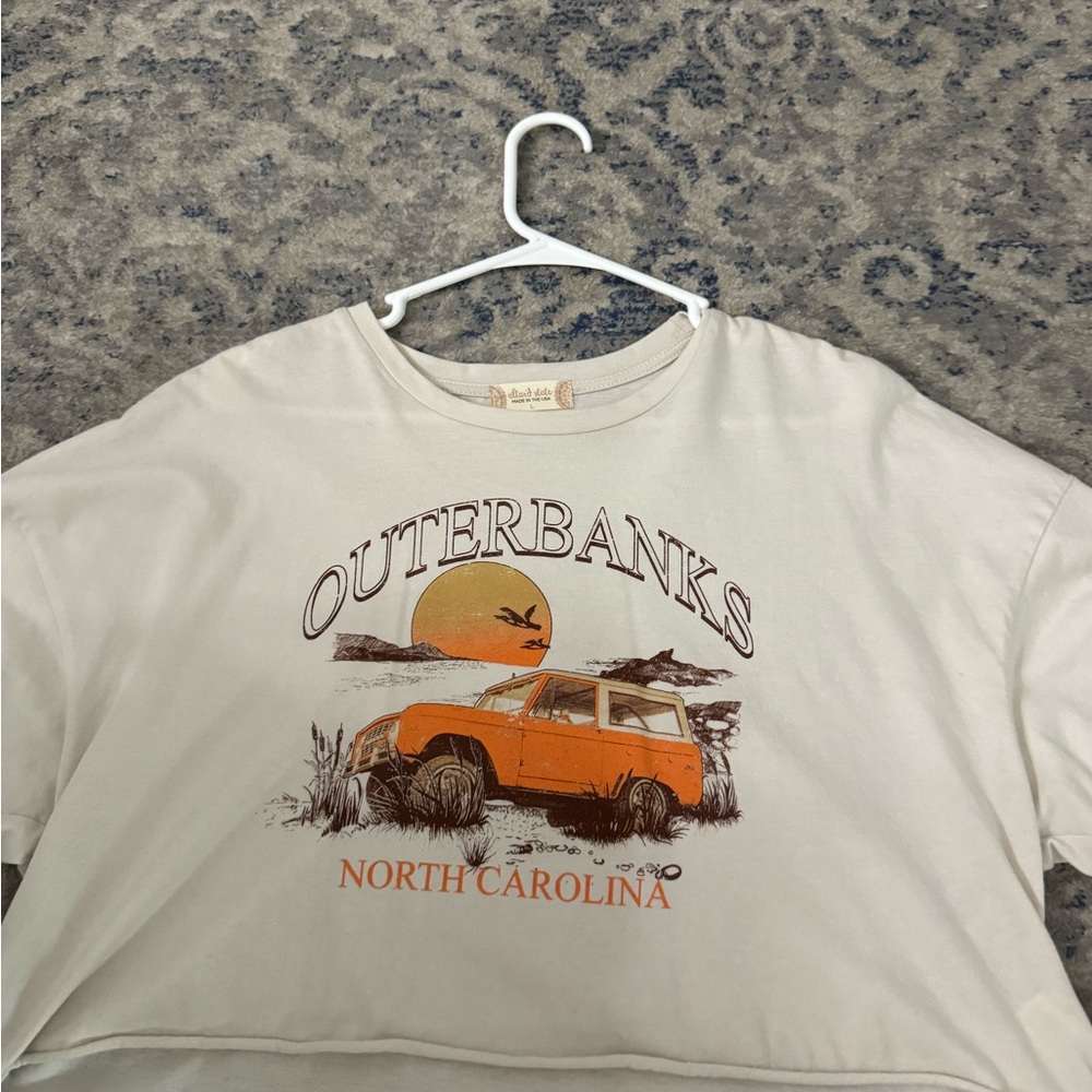 Altar'd State Cream and Orange Vintage Graphic Tee